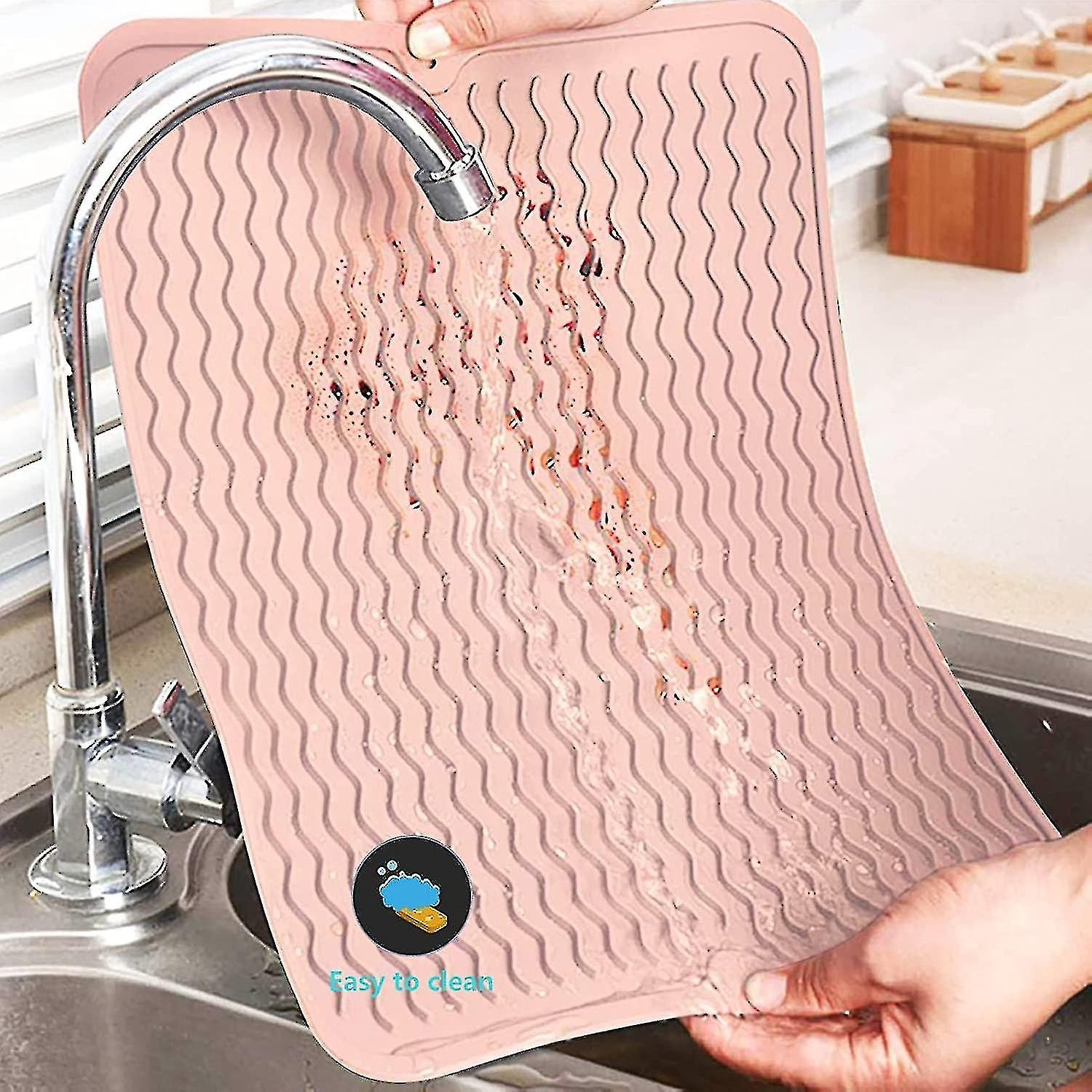 Silicone Dish Drying Mat，non-slip Dish Rubber Drying Mats Sink Mats 16*12 In