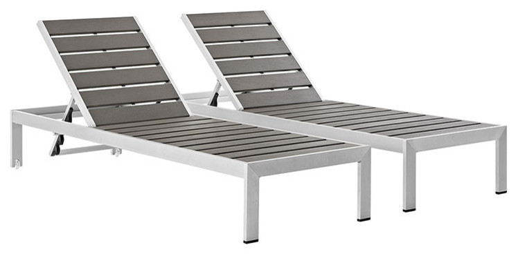 Shore Set of 2 Outdoor Patio Aluminum Chaises   Contemporary   Outdoor Chaise Lounges   by GwG Outlet  Houzz