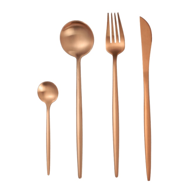 Rose Gold Tableware Set Stainless Steel Cutlery Set Western Food Tableware Luxury Fork Teaspoon Knife Cutlery Set fork spoon