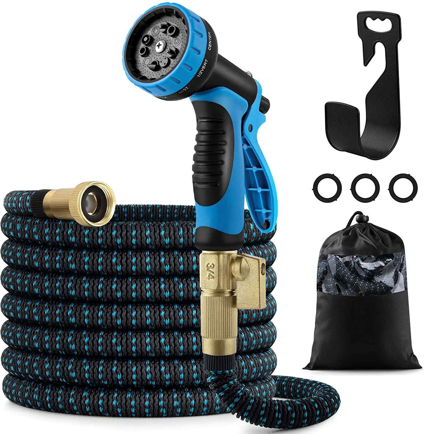 2023 Black Dust proof Garden Supplies 3300D Durable Expandable Garden Hose with 10 Pattern Spray Nozzle for Watering