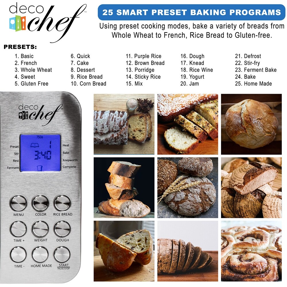 Deco Chef 2 LB Bread Maker with Smart Cooking Programs and Warranty