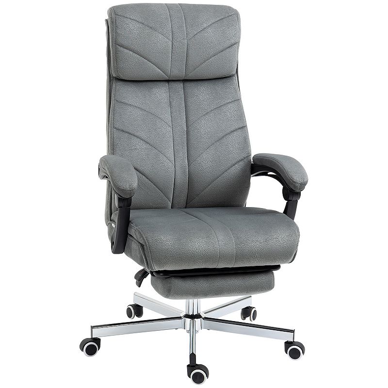 Vinsetto High-Back Executive Office Chair with Footrest， Microfiber Computer Chair with Reclining Function and Armrest， Ergonomic Office Chair， Gray