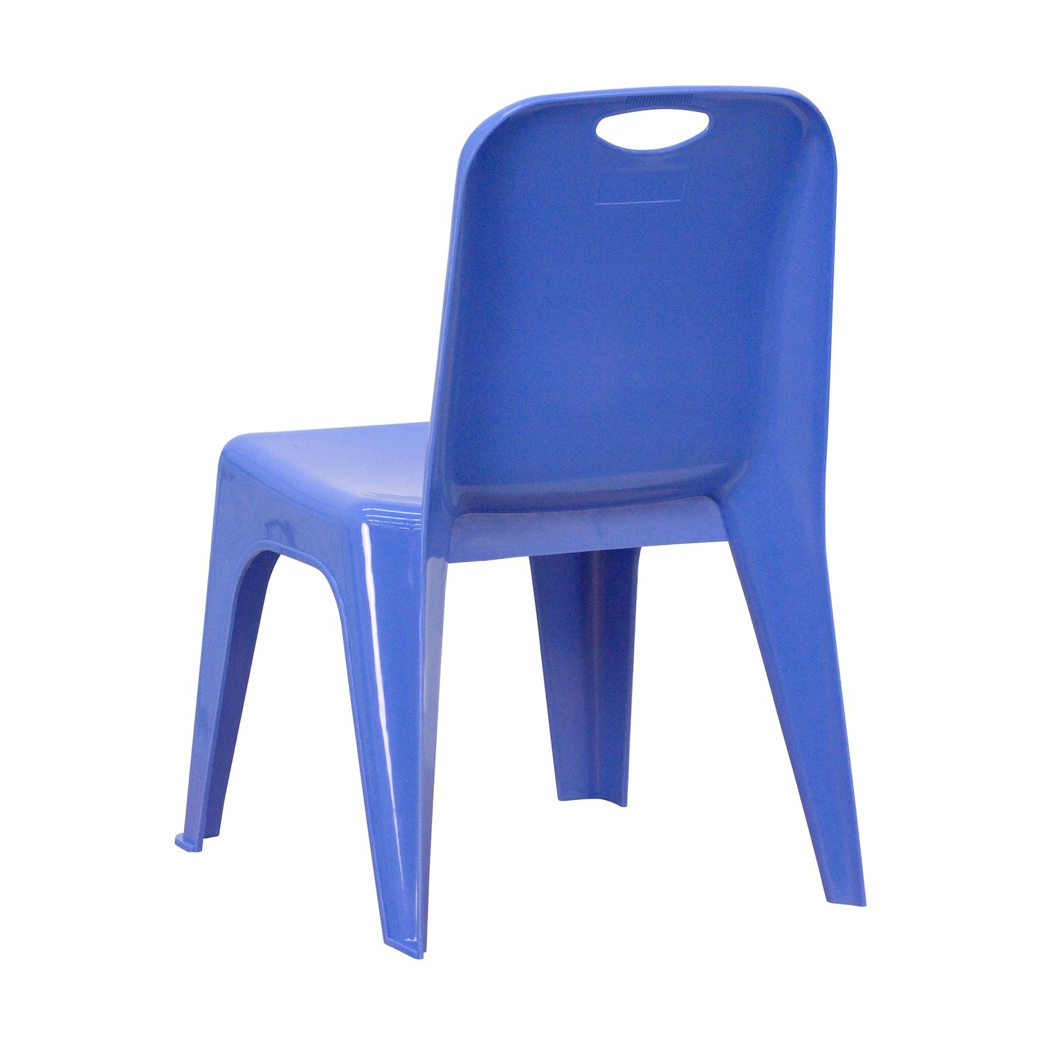 Emma and Oliver 4 Pack Blue Plastic Stack School Chair with Carrying Handle and 11 Seat Height