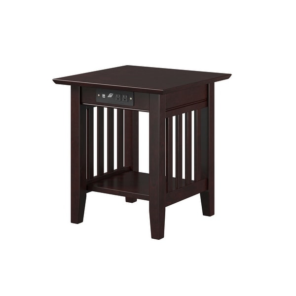 Mission Solid Wood End Table with USB Charger Set of 2