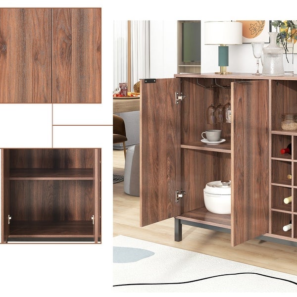 34 Inch Storage Sideboards Buffets with Wine Racks