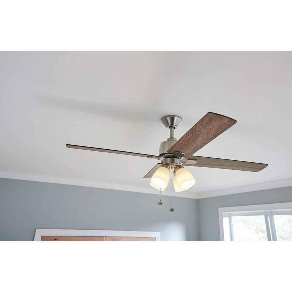 Hampton Bay Malone 54 in LED Brushed Nickel Ceiling Fan with Light Kit