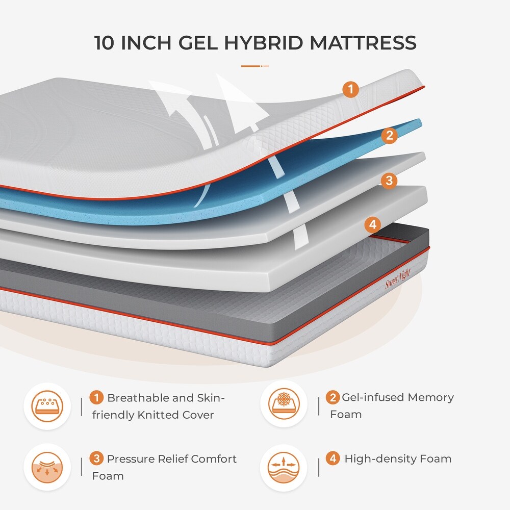 Sweetnight 10 inch Medium Firm Gel Memory Foam Mattress