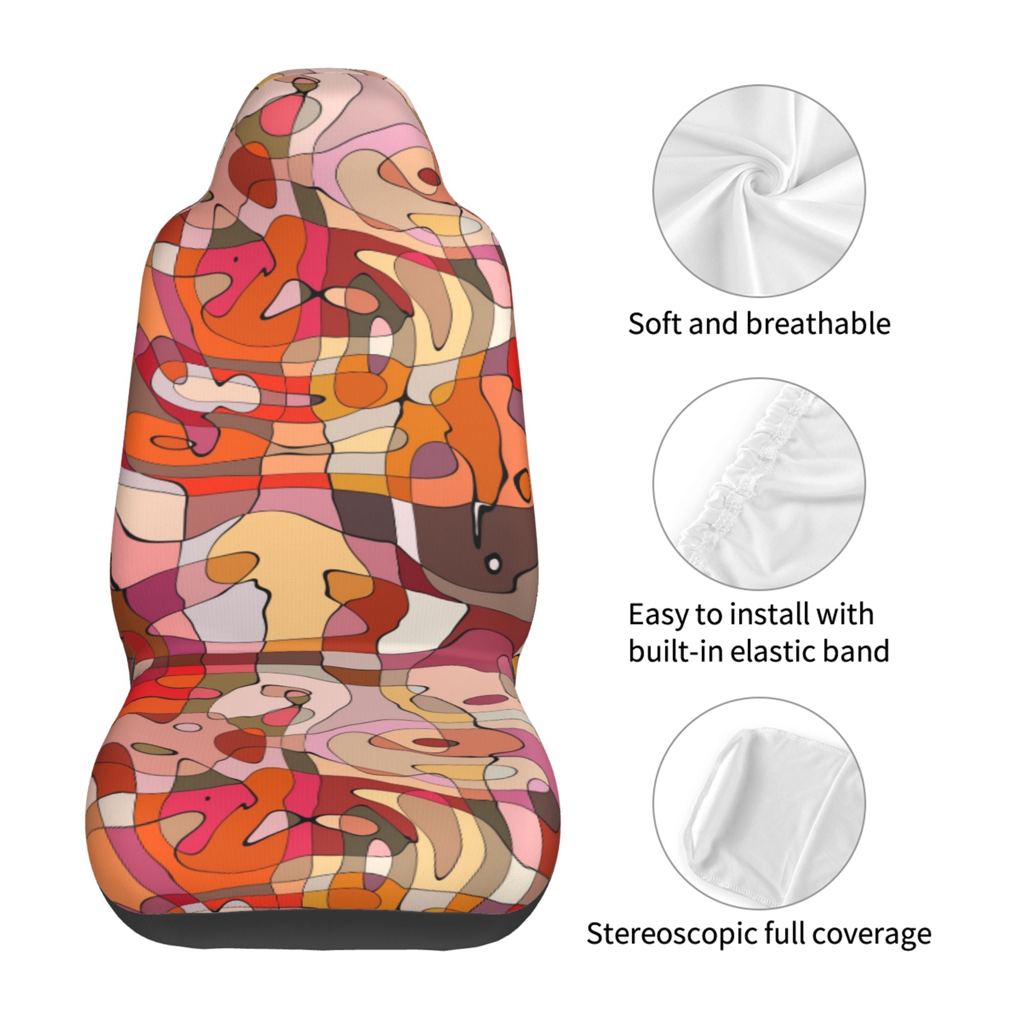 ZICANCN Car Seat Cover Abstract Geometric Lines Car Front Seat Covers Protectors ， Automotive Seat Covers for Cars Trucks Suv