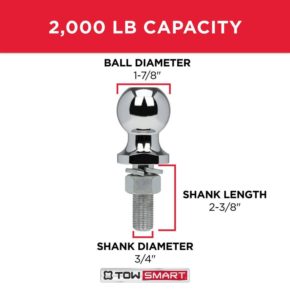 TowSmart Class 1 2000 lb. 1-78 in. Ball Diameter 34 in. Shank Diameter 2-38 in. Shank Length Chrome Trailer Hitch Ball 717