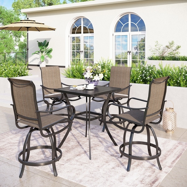 MAISON ARTS 3/5Piece Patio Bar Stool Set of 1 Bar Table and 2/4 Textilene Swivel High Bar Stools