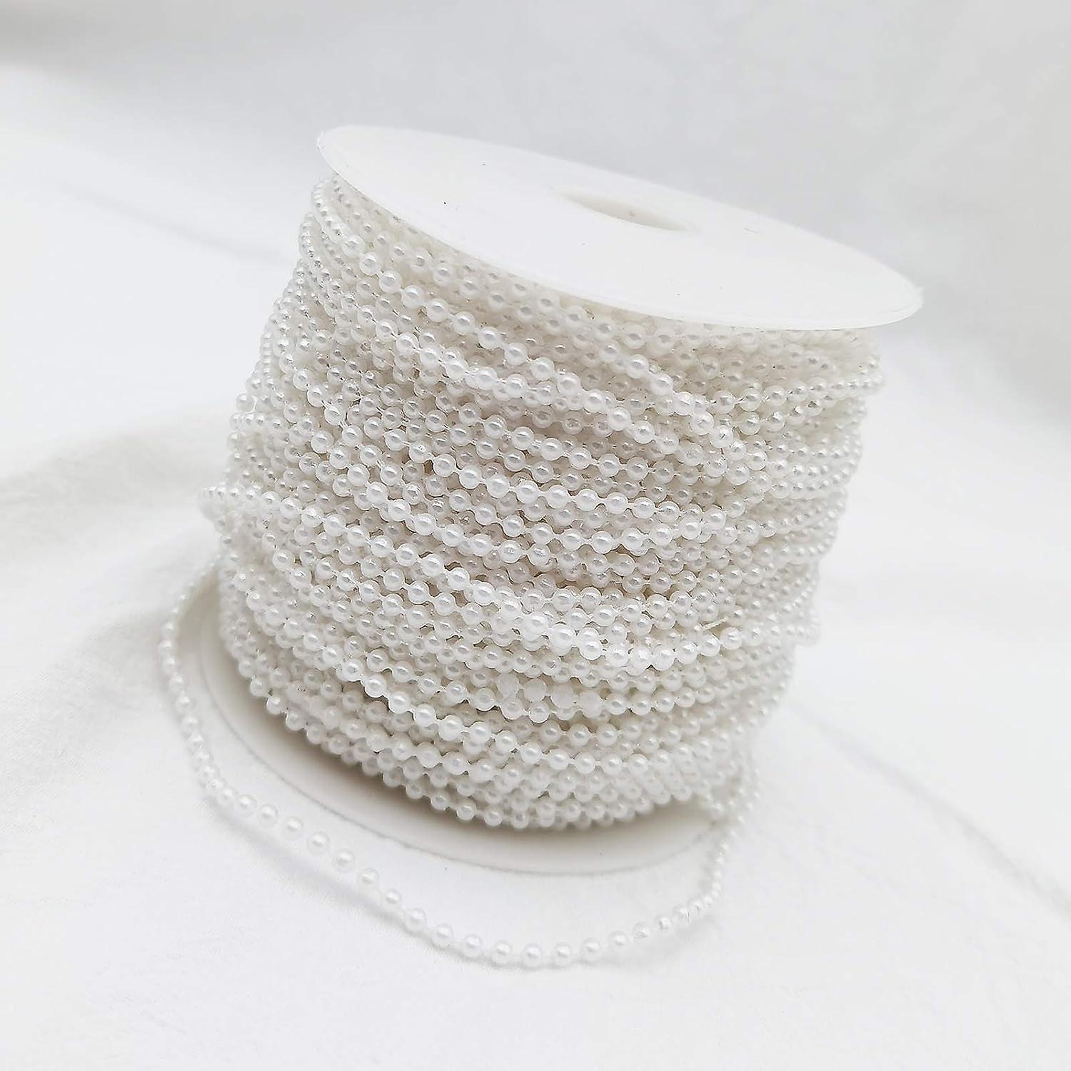 3mm Faux Pearl Beads Garland Pearl Bead Roll Strand For Wedding Party Decoration (white， 50m)