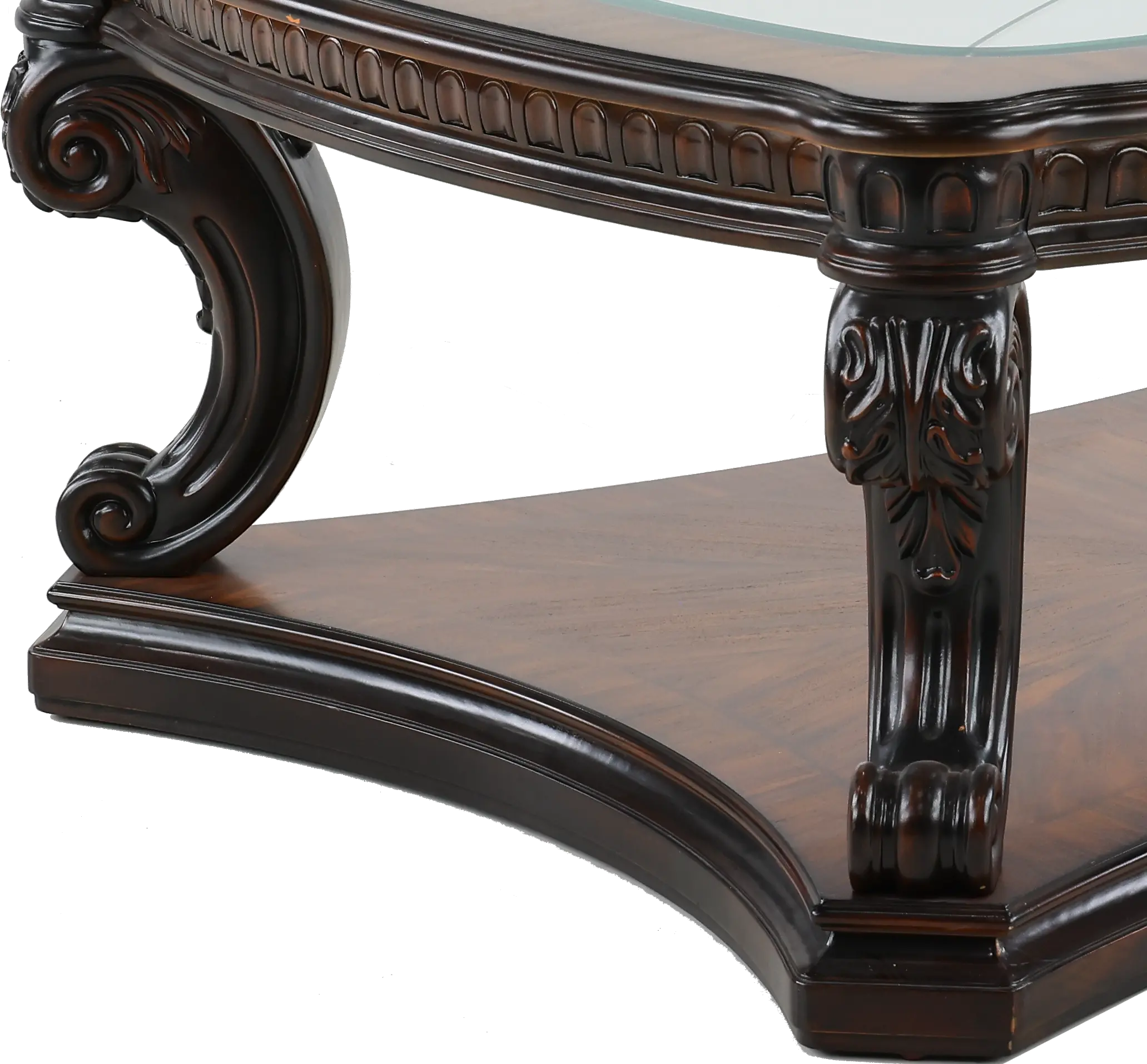 Grand Estates Brown and Glass Top Coffee Table