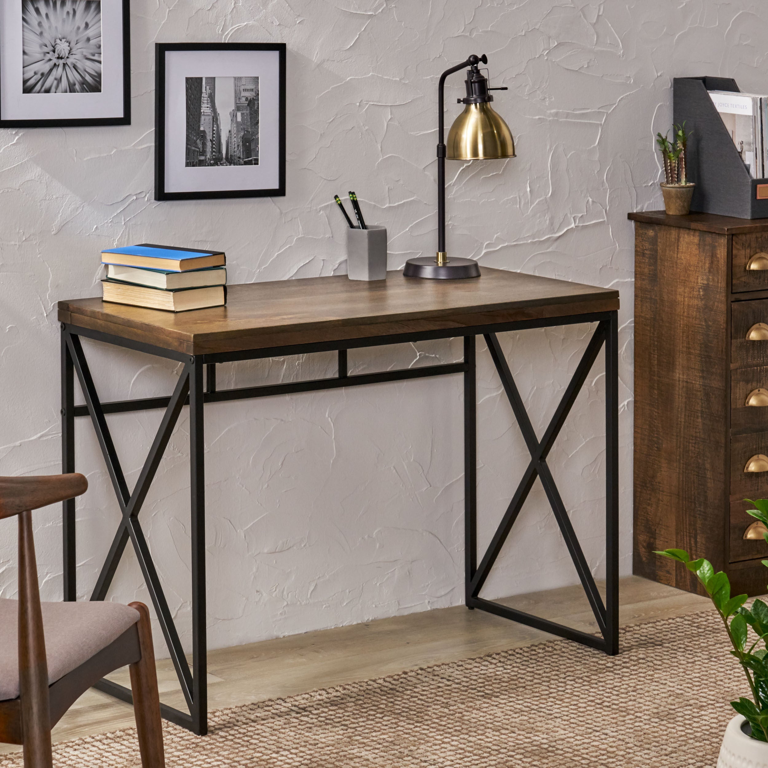 Avera Modern Industrial Handcrafted Mango Wood Desk