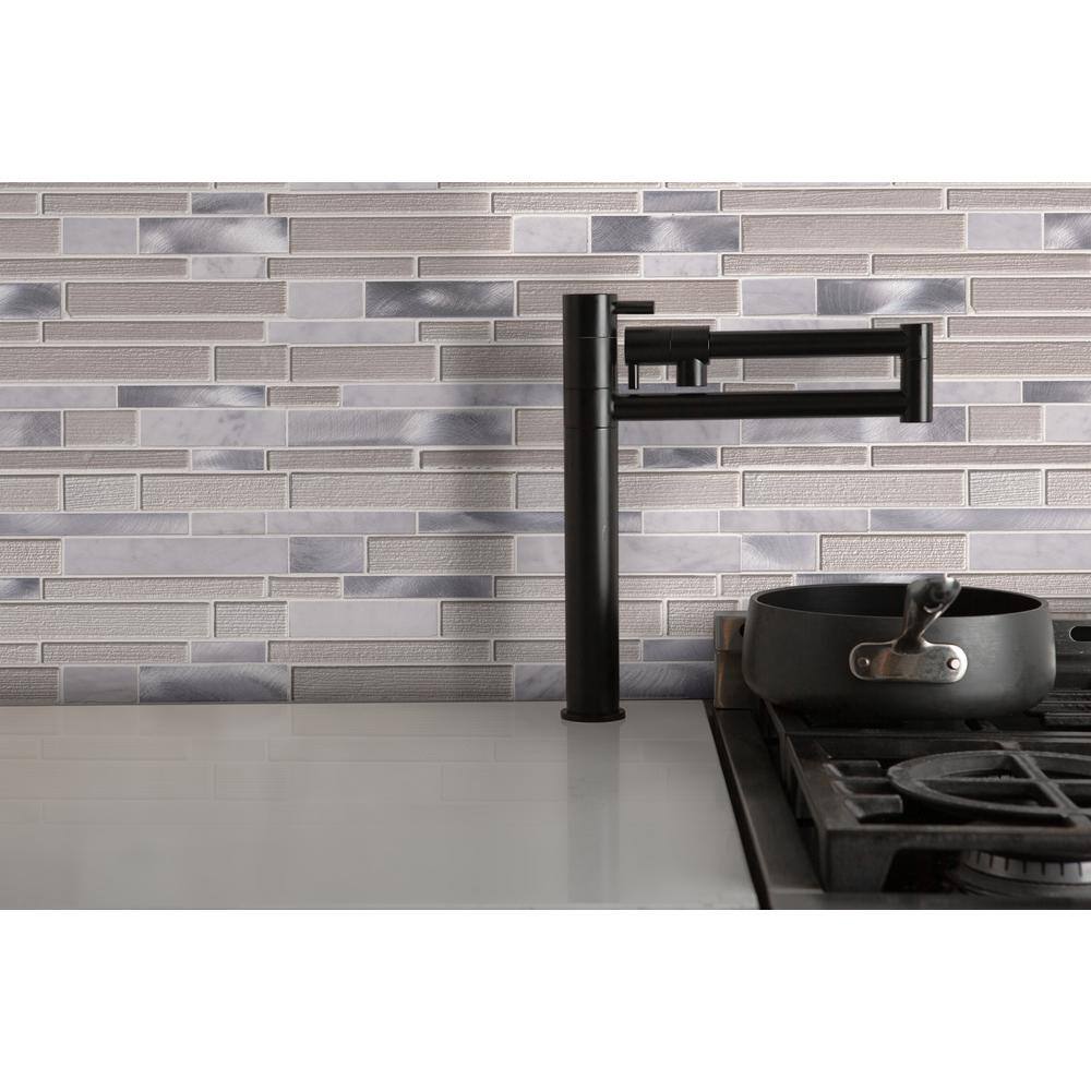 MSI White Wave Interlocking 11.75 in. x 12.5 in. Mixed Multi-Surface Metal Look Wall Tile (20 sq. ft.Case) SGLSMTIL-WHTWA