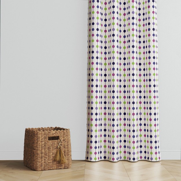 Bacati Botanical Purple Dots Cotton Printed Single Window Curtain Panel