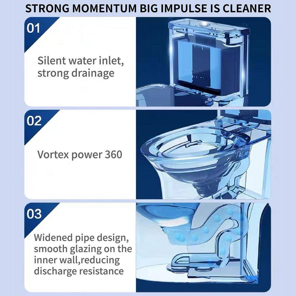 UPIKER Modern 12 in. Rough-In 1-piece 1.27 GPF Dual Flush Elongated Toilet in White Seat Included UP2210TOW12A006