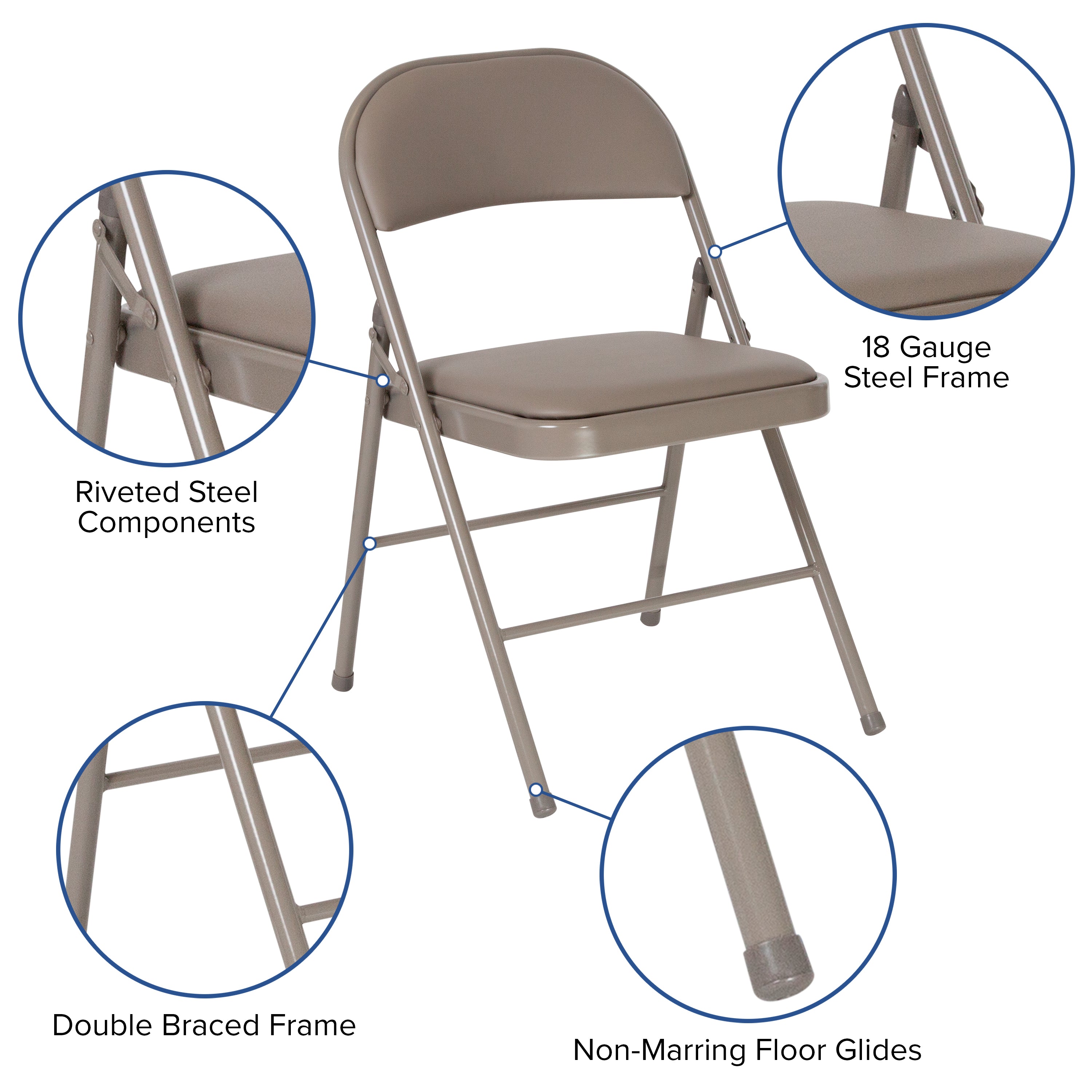 Flash Furniture HERCULES Series Double Braced Gray Vinyl Folding Chair