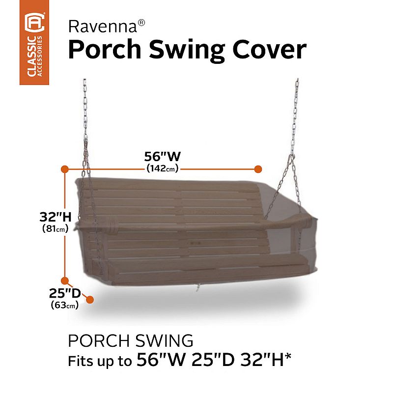 Classic Accessories Ravenna Water-Resistant Porch Swing Patio Cover