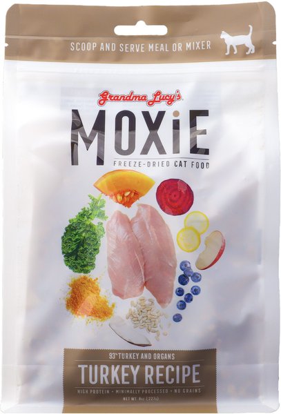 Grandma Lucy's Moxie Turkey Recipe Freeze-Dried Cat Food， 8-oz bag