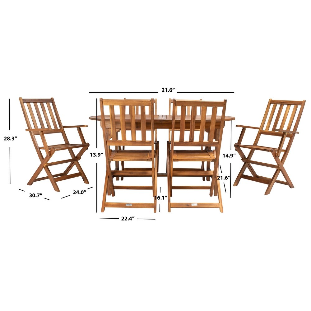 SAFAVIEH Hikaru 6 Chair 1 Table Extendable Patio Dining Set
