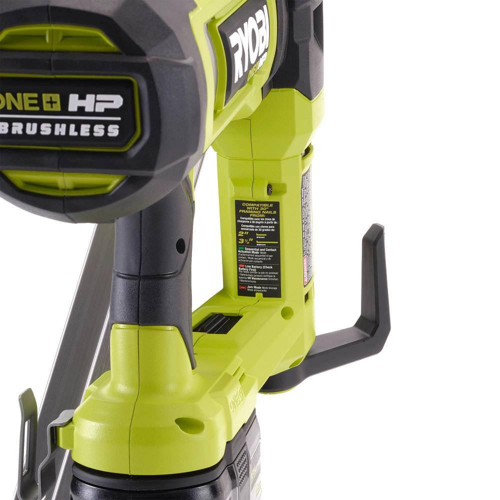 RYOBI ONE+ HP 18V Brushless Cordless AirStrike 30 Framing Nailer Kit with 4.0 Ah HIGH PERFORMANCE Battery and Charger PBL350KN