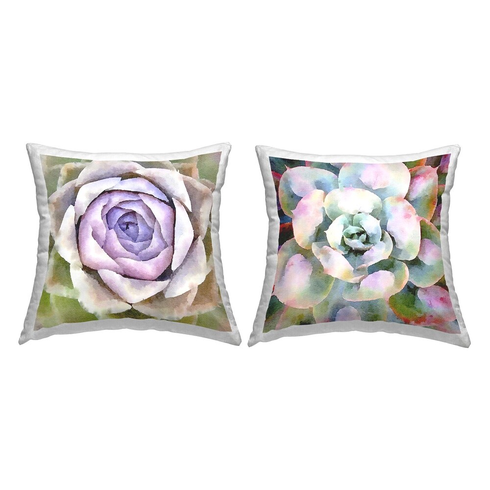 Stupell Succulent Plants Purple Green Printed Throw Pillow Design by Vicki Gladle Bolick (Set of 2)