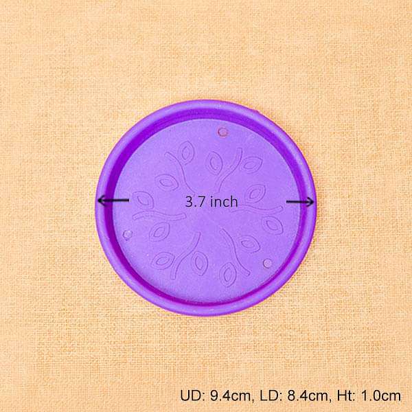 3.7 inch (9 cm) Round Plastic Plate for 4 inch (10 cm) Grower Pots (Violet) (set of 6)