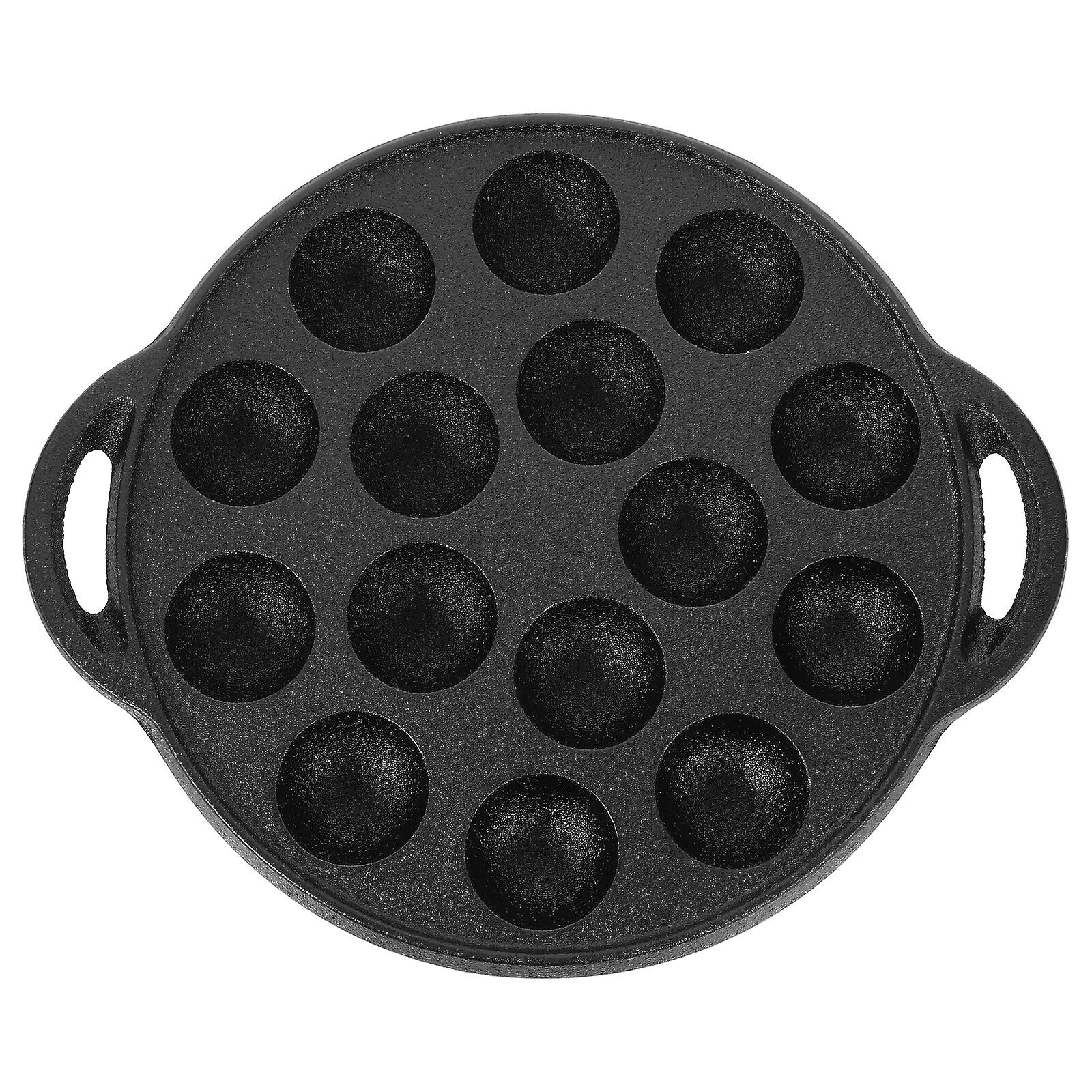 1pc Casting Iron Pan Thickened Frying Pan Practical Snail Pan (15 Holes Black)