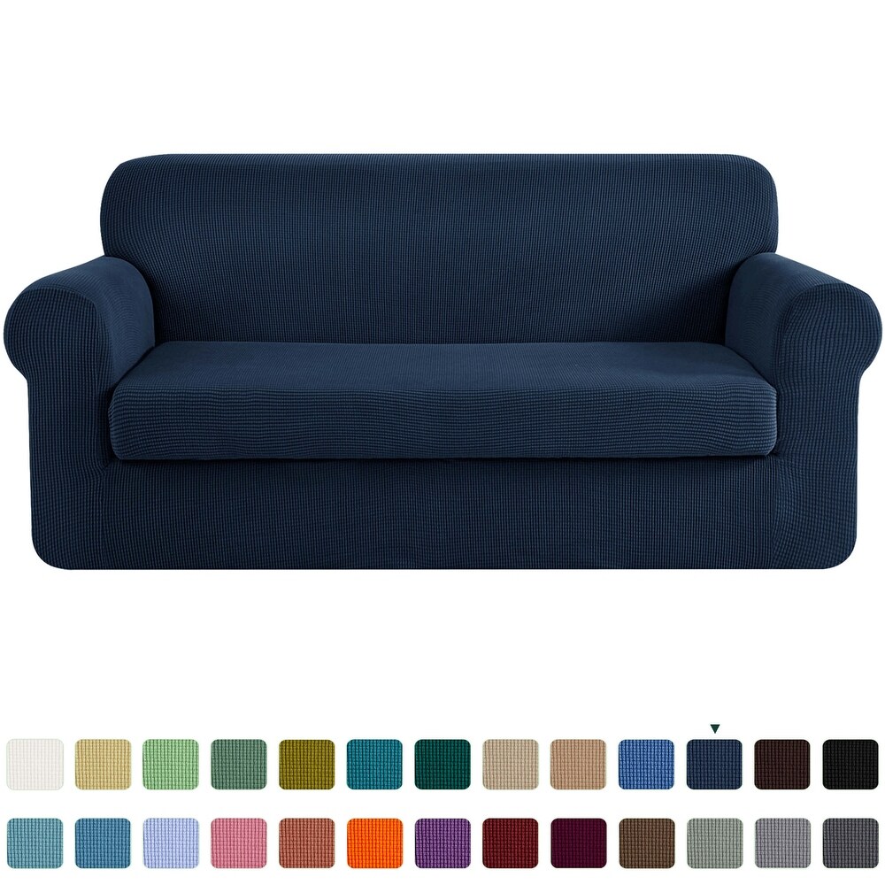 CHUN YI 2 Piece Stretch Loveseat Slipcover Checks Couch Cover
