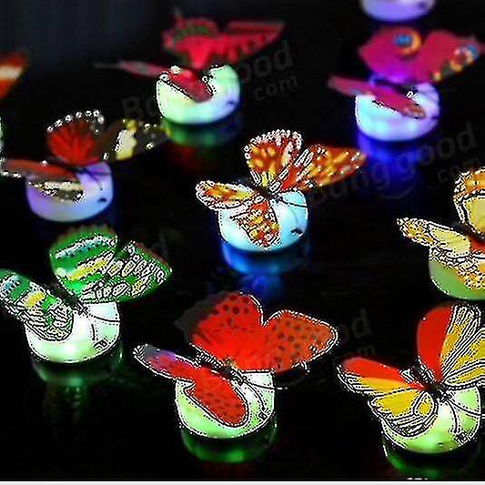 5pcs Random Colors Changing Led Flashing Butterfly Night Light Decorative Lights 3d Stickers