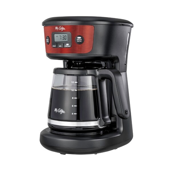 12 Cup Programmable Coffee Maker with Strong Brew Selector in Red