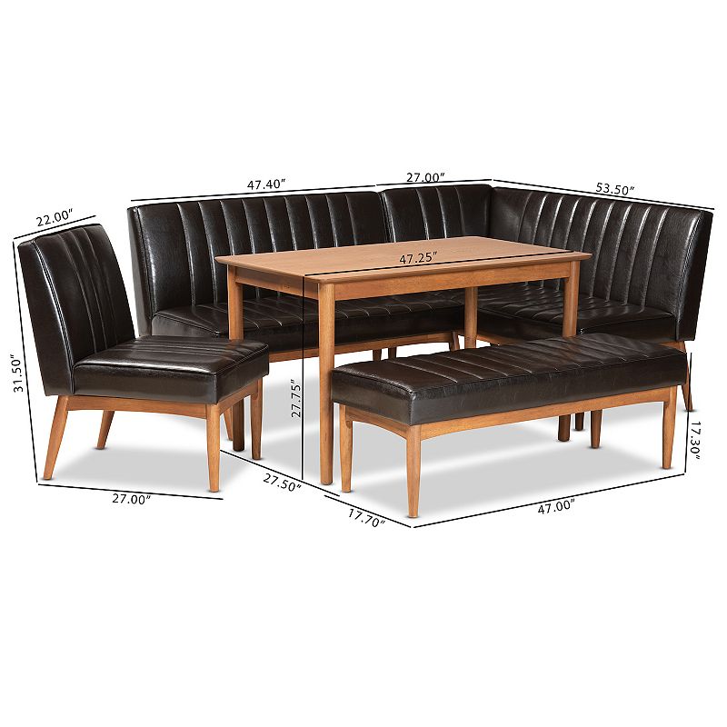 Baxton Studio Daymond Dining Nook 5-piece Set