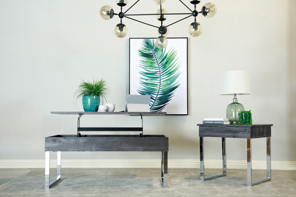 Baines Lift Top Storage Coffee Table Dark Charcoal and Chrome   Modern   Coffee Tables   by Modon  Houzz