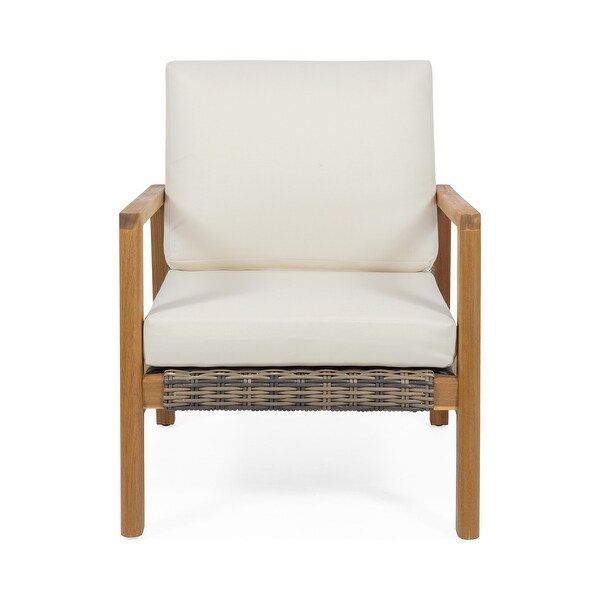 Nova Acacia Wood and Wicker Outdoor Club Chair by Christopher Knight Home