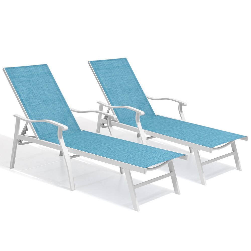 Outdoor Patio Aluminum Adjustable Chaise Lounge Chair (Set of 2)   See Picture