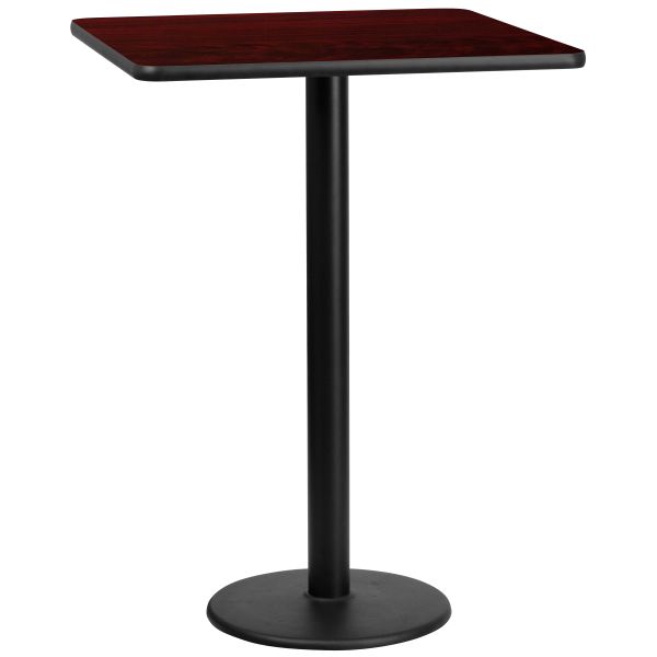 Stiles 30'' Square Mahogany Laminate Table Top with 18'' Round Bar Height Table Base