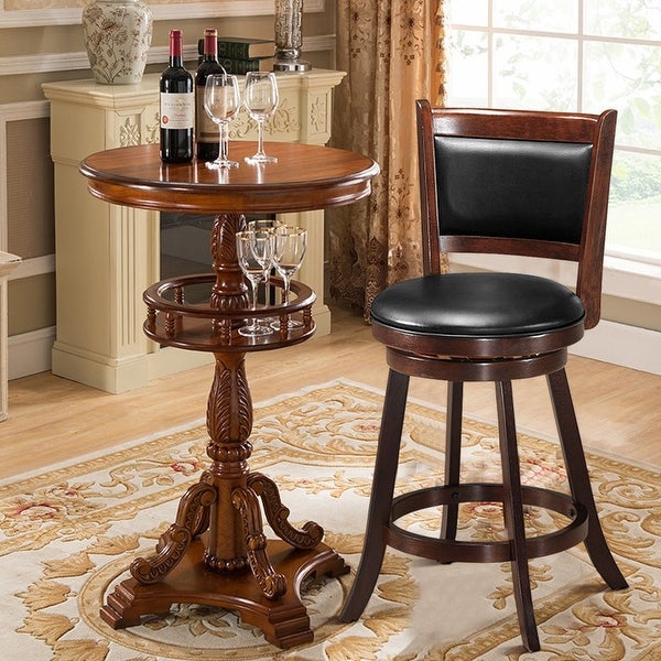 Costway Set of 2 24'' Swivel Counter Stool Wooden Dining Chair