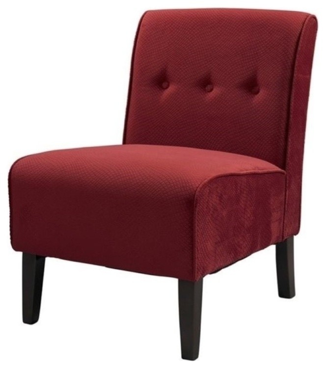 Hawthorne Collection Accent Fabric Tuffed Chair in Walnut   Armchairs And Accent Chairs   by Homesquare  Houzz