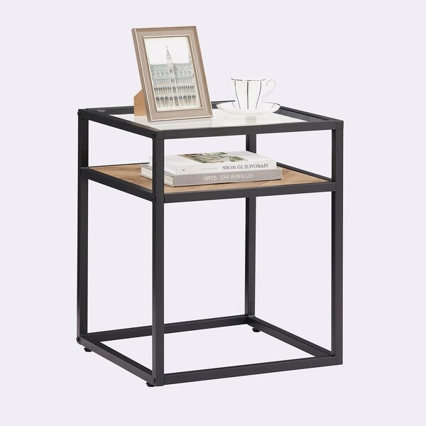 2-Tier Side Table Tempered Glass Top