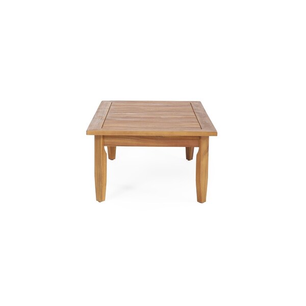 Sloane Outdoor Acacia Wood Coffee Table with Ottomanby Christopher Knight Home