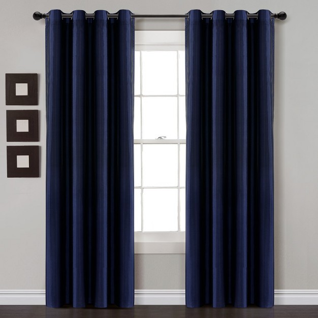 Home Boutique Insulated Grommet 100 Blackout Faux Silk Window Curtain Panel Navy Single 52x84