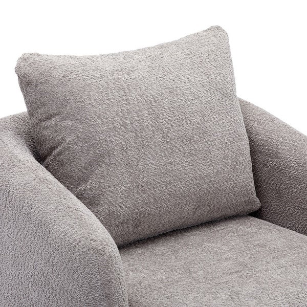 Modern Upholstered Living Room Swivel Club Chair with Pillow