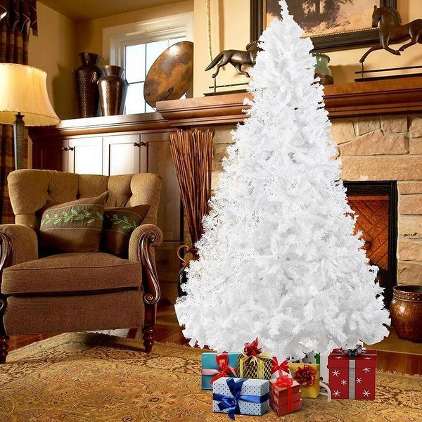 10' Premium Spruce Artificial Christmas Tree with Metal Stand，White