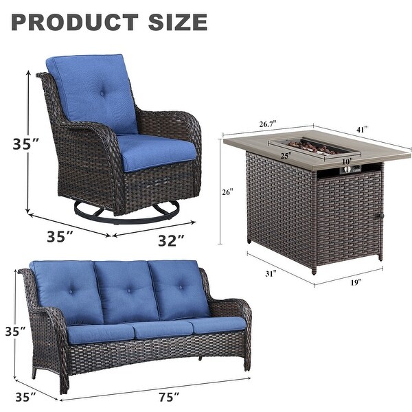 Patio Sofa Sets with Fire Pit Table