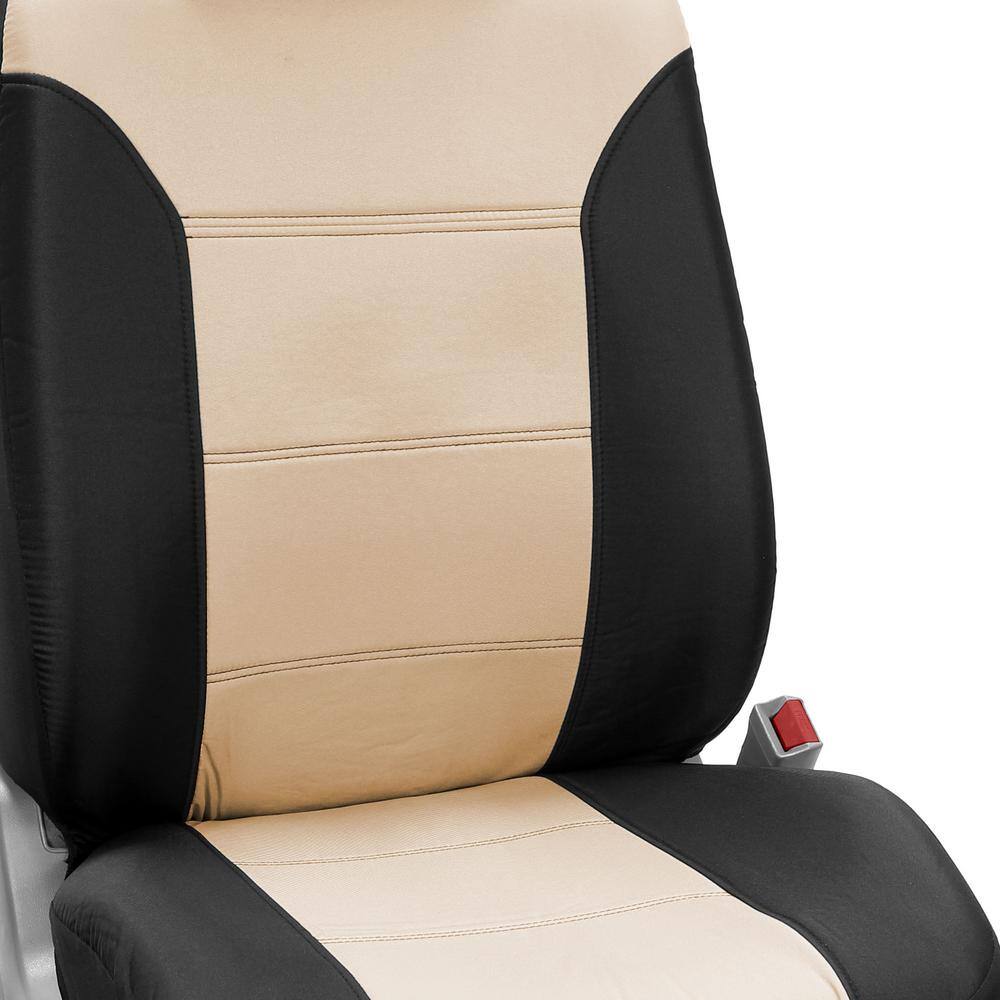 FH Group Polyester 47 in. x 23 in. x 1 in. Classic Khaki Full Set Car Seat Covers DMFB065BEIGE115