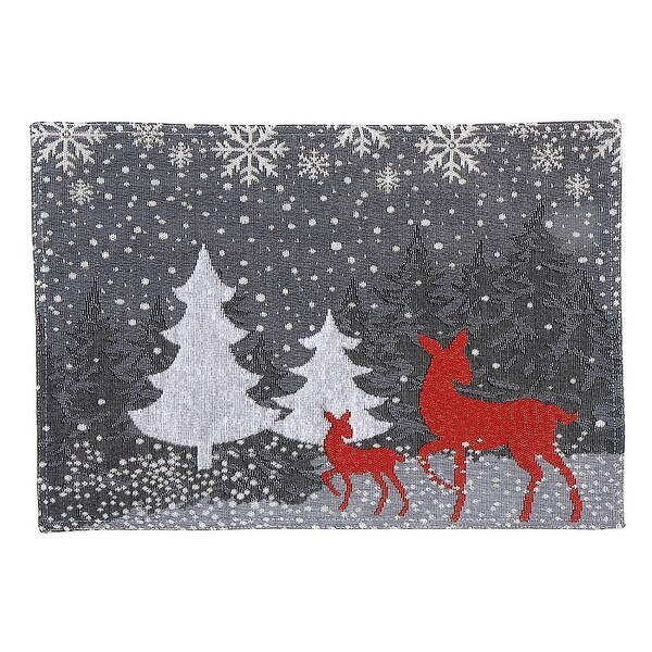 Tapestry Placemat Reindeer and Tree 13 X 18