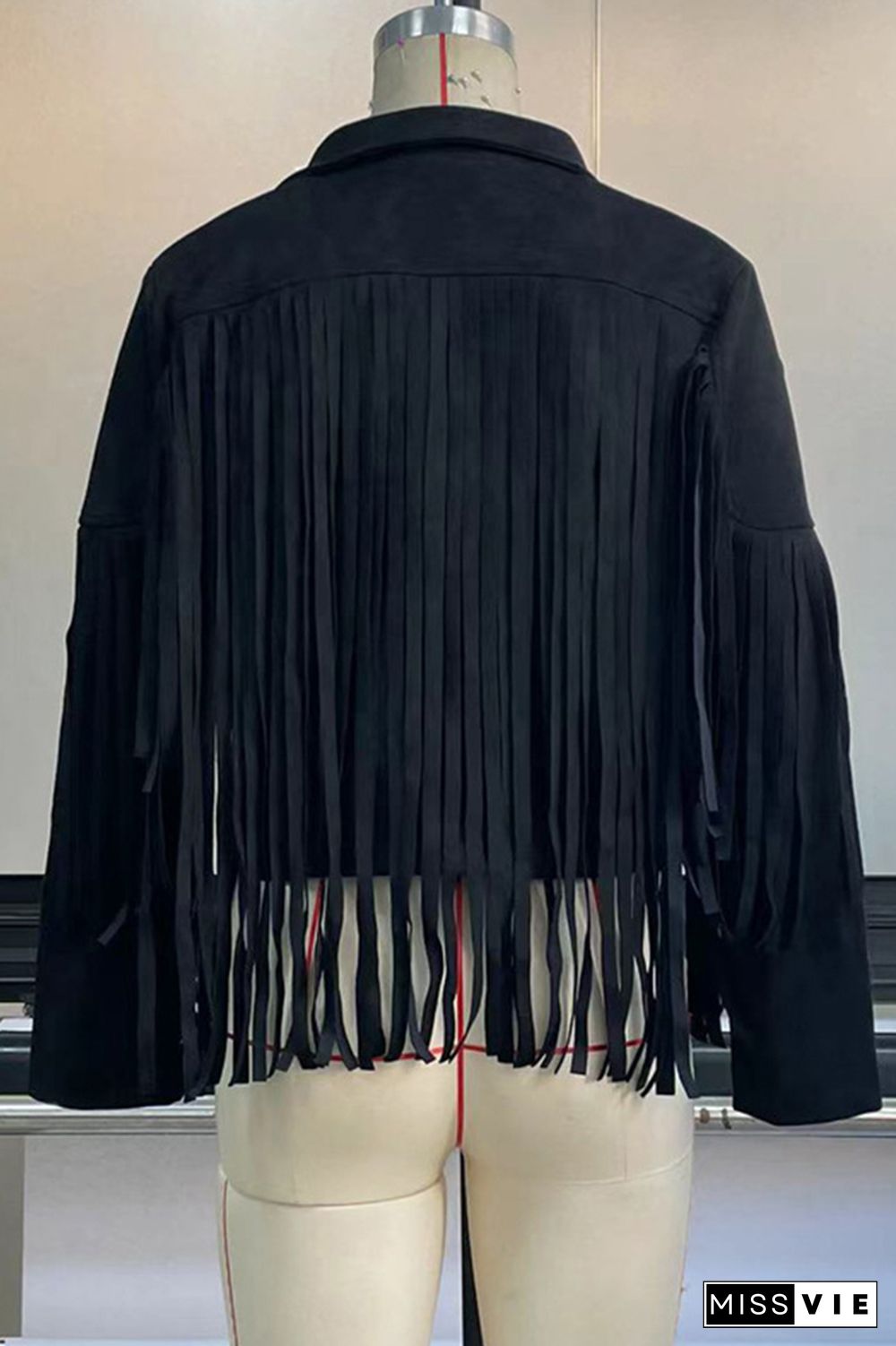 Long Sleeve Faux Suede Tassel Jacket Wholesale