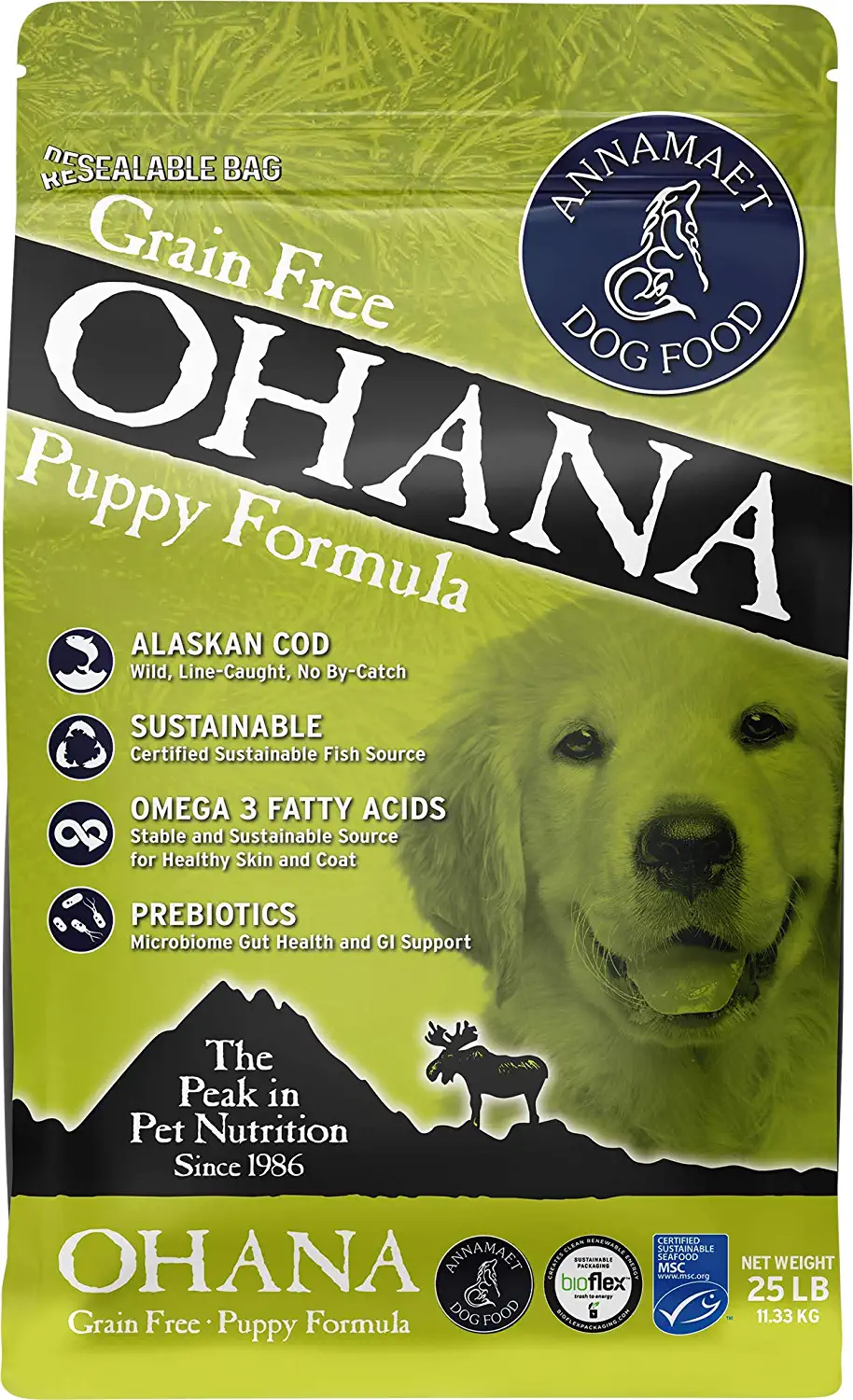 Annamaet Grain-Free Ohana Puppy Formula Dry Dog Food (Line-Caught Cod and Whitefish) 25-lb Bag