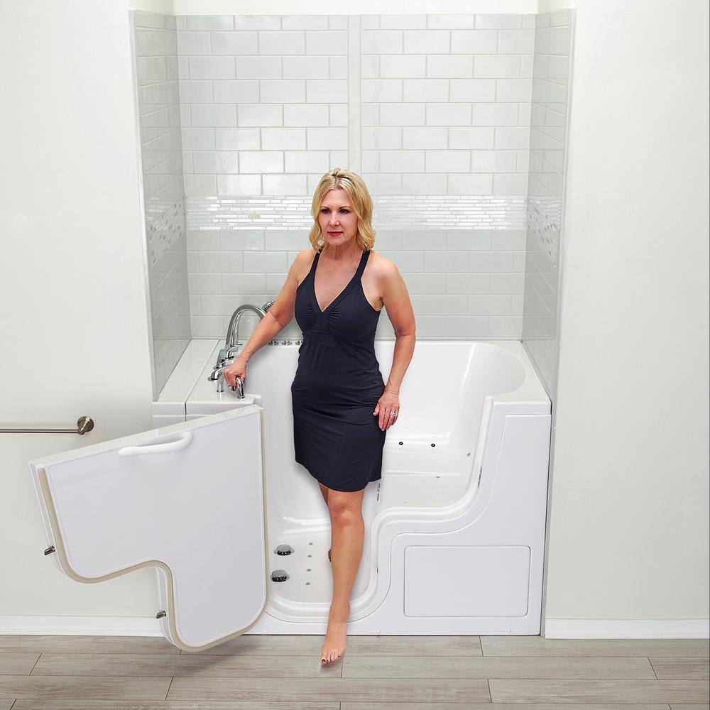 Ella TransferXXXL 55 in. x 36 in. Acrylic Walk-In Whirlpool and Air Bath Bathtub in White Fast Fill Faucet LHS Dual Drain OLA3655D5PL