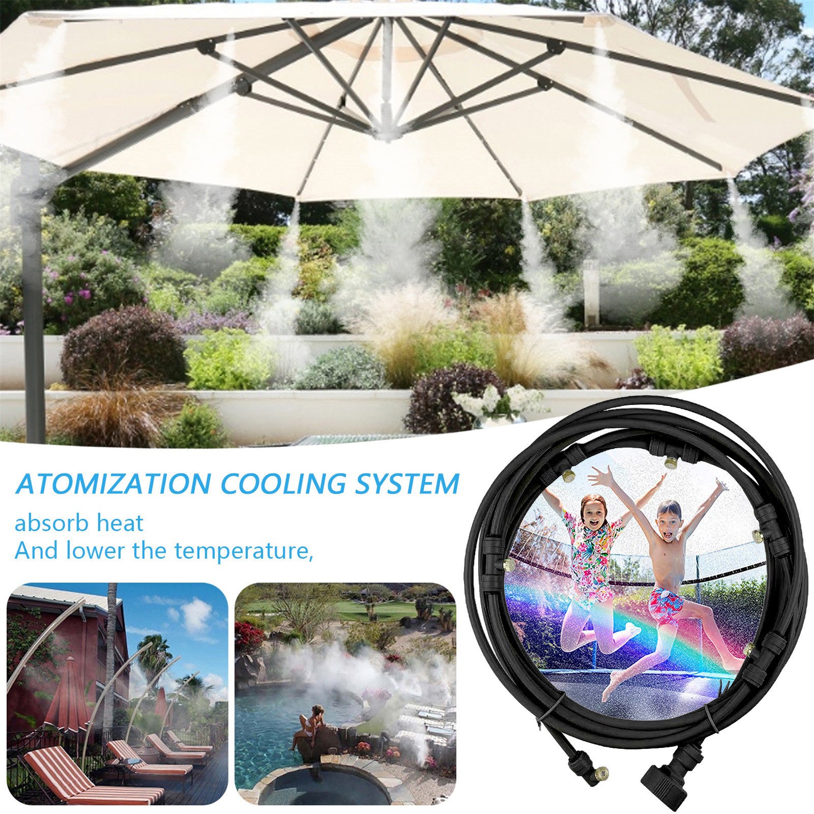 Jpgif Misting Cooling System，Outdoor Misting System For Patio Garden Trampoline Greenhouse 6M